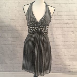 Vintage Polka Dot Halter Knee-Length Dress - Small